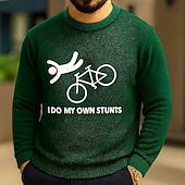 preiswerte Bedruckte Pullover für Herren-Herren lustiger I Do My Own Stunts 3D Cartoon Pullover Pullover Strickwaren Rundhalsausschnitt lässig Urlaub Zuhause Straße 3D Druck Stricken Grafik Langarm Frühling Herbst Winter Schwarz Rot Blau