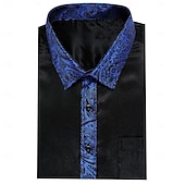 economico Camicie in raso da uomo-Per uomo Camicia Come la seta Camicia casual Camicia con Bottoni Camicia da Ballo Semplice Formale Matrimonio Nero Manica Lunga Bavero Primavera &amp; Autunno Tutte le stagioni Abbigliamento