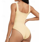 billiga Set och One-Pieces-Dam Träningsdräkt One Piece Romper Ensfärgat Kroppsdräkt risvit Svart Gym Träning Löpning Andningsfunktion Magkontroll Ärmlös Sport Sportkläder