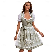 abordables Mujeres-Mascarada Oktoberfest Vestidos Traje de cosplay Trachtenkleader Mucama Vestidos Alemán Munich prados Mujer Víspera de Todos los Santos Vestido Paño de estilo tradicional Blusa Vestido Delantal