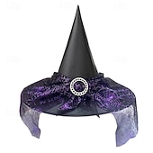 economico Costumi di Halloween per bambine-Bambini Ragazze Cappelli e berretti Dolce Feste Halloween cappello Patchwork Argento Nero