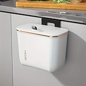 billiga Köksredskap och -apparater-Väggmonterad rektangulär papperskorg med lukttätande lock, stor kapacitet, hållbar plastbehållare för kök, badrum, sovrum &amp;kommersiellt bruk