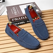 billiga Slip-ons och loafers till herrar-Röda herrloafers i konstläder med slip-on-funktion, lätta, avslappnade mockasiner för arbete, resor och vardagsbruk