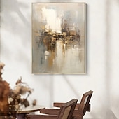 abordables Peintures Abstraites-Peinture à l'huile beige dorée faite à la main sur toile, texture abstraite, affiches décoratives, grand art mural, images en feuille d'or, décoration moderne pour la maison, le salon, le bureau,