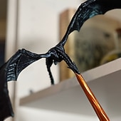 preiswerte Skulpturen-Drachenflamme Buchecke 3D gedruckt Drachenflamme Buchecke Regal Dekoration Unikat Fantasy Home Office Schreibtisch Ornament perfektes Geschenk für Buchliebhaber