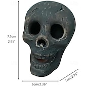 abordables Décor d&#039;Halloween d&#039;extérieur-1pc Halloween céramique ignifuge foyer crâne, figurine de tête de squelette brûlant pour cheminée ou bol à feu, accessoire de fête d&#039;Halloween effrayant et décoration intérieure extérieure effrayante