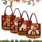 levne Dárkové balení-Sada 4 vánočních dárkových tašek pro panenky, mini plyšové sáčky s motivem Santa Clause a sněhuláka a sobů, sáčky na vánoční dárky