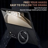 Недорогие Чехлы для Samsung-телефон Кейс для Назначение SSamsung Galaxy Z-образный сгиб 7 Z Fold 5 Z Fold 4 Кейс на заднюю панель Поддержка беспроводной зарядки Кольцо Пряжка Защита от удара Ретро Углеродное волокно