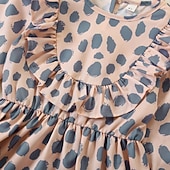 cheap Daily Family Matching-Mommy and Me Dresses Polka Dot Street Print Khaki Long Sleeve Midi Active Matching Outfits