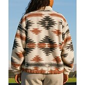 preiswerte Hoodie &amp; Sweatshirt-Damen Fleece-Sweatshirt Lässige Oberteile Boho Viertelreißverschluss Langarm Oberteil Athleisure Herbst Patchwork Mode Warm Outdoor Reise Sportbekleidung Sportkleidung Gelb Rot