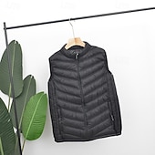 preiswerte Herren Steppweste-Herren Steppweste Weste Gilet Urlaub Täglich Date Mode Lässig Winter Tasche Polyester Warm Bequem Einfarbig Reisverschluss Stehkragen Normale Passform Schwarz Marineblau Grau Weste