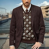 abordables Blazers Classiques pour Hommes-Homme Blazer Affaires Cocktail Fête de mariage Mode Occasionnel Printemps Automne Polyester Uni Avec Poches Boutons Confortable Simple Boutonnage veste Noir Kaki Gris Claire Café