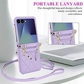economico Cover Samsung-telefono Custodia Per Samsung Galaxy Z Flip 7 Z Flip 6 Z Flip 5 Z Flip 4 Copertura Posteriore con Cordino Slot per Carte Resistente agli urti Retrò TPU Pelle PU
