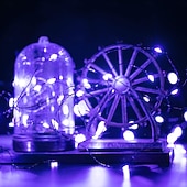abordables Guirlandes lumineuses à piles-2m Guirlandes Lumineuses 20 LED Blanc Chaud Blanc Rouge Lumières de fil de cuivre Halloween Étanche Vacances Alimenté par piles