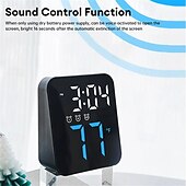 baratos eletrodomésticos-Relógio de parede digital LED com display de temperatura e tempo, despertador de mesa com brilho ajustável, decoração para casa e mesa, relógio eletrônico