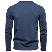 preiswerte Herren Elite T-Shirts &amp; Tanktops-Herren Baumwollhemd Langarm Einfach Cool Täglich Lässig Farbblock Knöpfe Henley Schule Training Outdoor Ganzjahres Grau gefärbt Dunkelmarine Kaki Henley T-Shirt