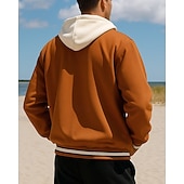 billiga Löparjackor-Herr Färgblock Utomhusjacka Basebolljacka Vår Höst Med fickor Långärmad Sport Andningsfunktion Utomhus Resor Sport Svart Brun Beige Sportkläder Sportkläder