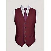 abordables Trajes de boda-De los hombres Boda Negocio Trajes de boda Solapa de Pico Burdeos Formal Color sólido Ajustado Juego de 3 piezas