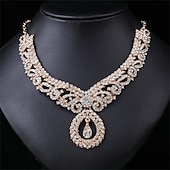 abordables Parures de Bijoux-Parure de bijoux 3 Or Strass Chrome Boucles d&#039;oreilles Collier Femmes Élégant ancien Mode Le style rétro Classique Parure de Bijoux Pour Mariage Soirée robe demoiselle d honneur