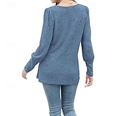 abordables Hauts Texturés-Femmes Chemisier texturé T-shirt Uni Mode Moderne manche longue Col carré Hauts Réguliers Quotidien Sortir Boutons Bordeaux Noir Rouge Marron clair Bleu Printemps Automne
