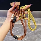 baratos Cordões de telefone e pulseiras-Nova corda longa, elegante e versátil para pendurar telefone, corda diagonal colorida com emenda dupla de dopamina, corda longa de emenda transversal