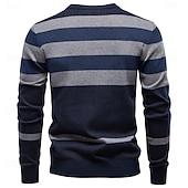 cheap Men's Elite Sweaters &amp; Cardigans-Men's Pullover Knit Regular Tops Check Pattern Crew Neck Cool Pullover School Vacation Clothing Apparel Spring Fall Dark Navy Purple S M L