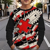 billiga Pojkes Halloween kostymer-Halloween Pojkar 3D Grafisk T-shirt Långärmad Vår Höst Mode Grundläggande Barn 4-12 år Rund hals Utomhus Ledigt Dagligen Normal