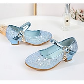 preiswerte Prinzessinnenschuhe für Kinder-Blaue Glitzer-Prinzessinnen-Abendschuhe für Mädchen, niedriger Absatz mit Mond-Stern-Anhänger, funkelnde Strass-Party-Schuhe für Geburtstage