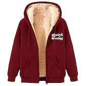 economico Felpa con cappuccio in pile-Per uomo Felpa con cappuccio a zip intera Felpa con cappuccio e zip Giacca in Pile Felpa con cappuccio in pile Aalbicocca Nero Vino Rosso Blu Con Cappuccio Semplice Lettera Stampe Grafiche Cerniera