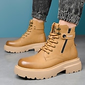 abordables Bottes de travail-Bottines décontractées marron clair pour homme avec fermeture éclair – bottes tendance en similicuir pour les aventures en plein air et les tenues décontractées