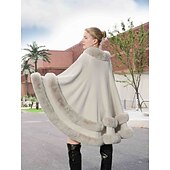 billige Pelssjal-Pelssjal Plus Size Curve Hold Varm Ermeløs Flaggermusermer Polyester Bryllup Wrap Med Ren Farge Til Spesiell Leilighet Høst vinter