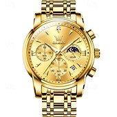 economico Orologi al quarzo-il nuovo orologio da lavoro con bracciale in acciaio inossidabile olevs con calendario luminoso, piccolo orologio al quarzo multifunzionale da 24 ore, tre lancette, orologio da polso sportivo da uomo