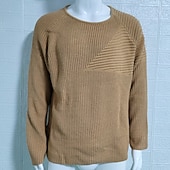 preiswerte Herrenpullover-Herren Pullover Strickpullover Gerippt Stricken Normale Oberteile Gestrickt Einfach Rundhalsausschnitt Mode Basic Urlaub Alltagskleidung Bekleidung Herbst Winter Schwarz Weiß M L XL