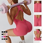 voordelige Sets en Eendelige Stukken-Dames Training jumpsuit Rompertje uit één stuk Blote rug Effen Kleur Romper Zomer Lente Donker Grijs Donker roze Sportschool Pilates Yoga Buikcontrole Sexy Mouwloos Sport Sportkleding Strakke pasvorm