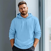 abordables T-shirts en Coton et Lin-Homme Sweat à capuche T-shirt en lin manche longue À capuche Été Printemps Couleur Unie Uni ancien Bohème Occasionnel Bord écru Vacances Rue Occasionnel Blanche Rose Claire Rouge Bordeaux T-shirt