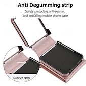 ieftine Carcasă Samsung-telefon Maska Pentru Samsung Galaxy Z Flip 7 Z Flip 6 Z Flip 5 Z Flip 4 Capac Spate cu curea de mână Loc pentru card Cataramă inel Retro TPU PU piele