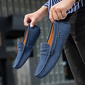 billiga Slip-ons och loafers till herrar-Röda herrloafers i konstläder med slip-on-funktion, lätta, avslappnade mockasiner för arbete, resor och vardagsbruk