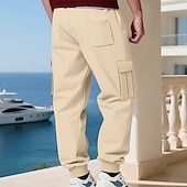economico Carico-Per uomo Pantaloni da tuta Pantaloni in Pile Joggers Pantaloni invernali Pantaloni da Tuta Cargo Coulisse Tasca Elastico in vita Semplice Comodità Caldo Sport all'Aperto Quotidiano Moda Casual Nero