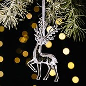 billige Ornamenter-2 stk. krystallreinsdyrpynt i krystall, hengende reinsdyrpynt i akryl, hengende anhengsfigurer til juletre til hjemmedekorasjon