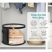  Set de 2 cutii de depozitare pentru pălării pentru femei – cutii mari și transparente pentru depozitarea pălăriilor, pentru pălării de soare cu boruri largi, pălării de cowboy &geantă pliabilă pentru