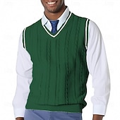 economico gilet da uomo-Per uomo Gilet Maglione elegante Maglione Maglione a maglia A Coste Treccia Maglia Top Regolari Lavorato a maglia Semplice Scollo a V Moda Casual Vacanza Abbigliamento quotidiano Abbigliamento
