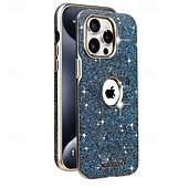 זול נרתיקים לאייפון-טלפון מגן עבור iPhone 16 15 14 Pro Max Plus 13 Pro Max כיסוי אחורי תמיכה בטעינה אלחוטית בלינג גליטר מבריק עמיד בזעזועים רטרו TPU PC