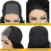 economico Parrucche lace front capelli veri-Parrucche glueless da indossare e usare, parrucche ricce pre-pizzicate in capelli umani, parrucche frontali in pizzo per principianti, parrucche glueless pre-tagliate in pizzo 4x4 senza colla per