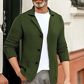 preiswerte Herren Strickjacke-Herren Strickjacke Kurzer Pullover Strickpullover Gerippt Kurz gestrickt Stricken Normale Oberteile Tasche Einfarbig Hemdkragen Mode Klassisch Urlaub Alltagskleidung Bekleidung Herbst Winter Schwarz