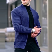 preiswerte Herren Strickjacke-Herren Pullover Kleid Pullover Strickjacke Strickpullover Gerippt Stricken Normale Oberteile Gestrickt Gerippt Einfach Kragenlos Mode Schals Lässig Alltagskleidung Bekleidung Herbst Winter Wei