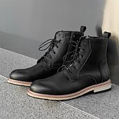 abordables Bottines-Bottines à lacets en similicuir marron pour homme, chaussures d&#039;extérieur décontractées classiques pour le travail et le quotidien