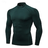 Недорогие Футболки и майки для бега-Муж. Компрессионная футболка Базовый слой для тренировок Тренировочные топы Длинный рукав Верхняя часть Одежда для спорта и отдыха Осень Однотонный Быстровысыхающий