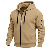billiga Taktisk huvtröja-Herr Huvtröja Huvtröja med dragkedja Huvtröja i fleece Taktisk hoodie Svart Marinblå Kaki Ljusgrå Mörkgrå Huva Slät Dragkedja Ficka Ledigt Dagligen Sport &amp; Utomhus Polyester Streetwear Häftig