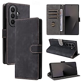 cheap Samsung Cases-Phone Case For Samsung Galaxy Z Fold 7 Z Fold 6 Z Fold 5 Z Fold 4 Back Cover with Lanyard Kickstand Card Slot Retro TPU PU Leather