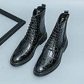 levne Dámské boty-Pánské hnědé šněrovací boty s krokodýlím vzorem, vintage business casual boty do kanceláře a na formální příležitosti